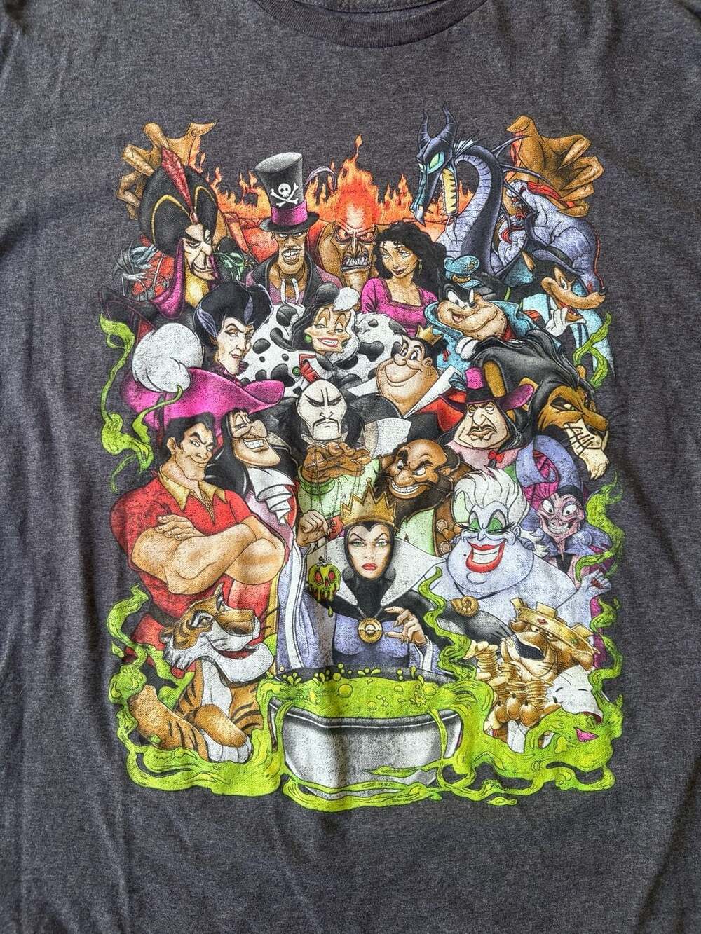 Disney Villains Group Collage Graphic T-Shirt Heather Gray